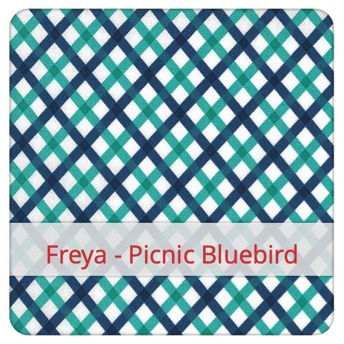 Cotton Fabric - Freya - Picnic Bluebird Fabric swatch image for pattern: Freya - Picnic Bluebird