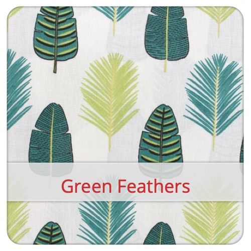 Cotton Fabric - Green Feathers Fabric swatch image for pattern: Green Feathers