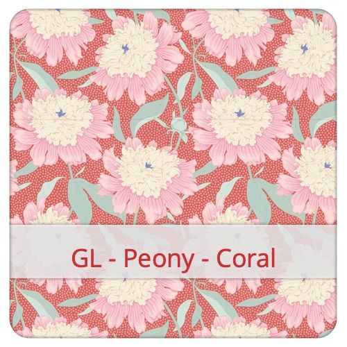 Fabric swatch image for pattern: GL - Peony - Coral