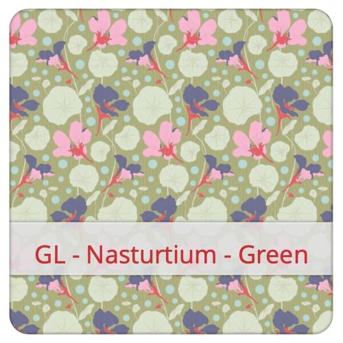 Cotton Fabric - GL - Nasturtium - Green Cotton Fabric - GL - Nasturtium - Green