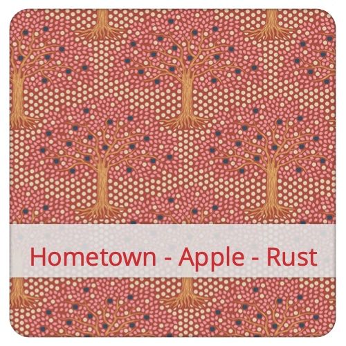 Cotton Fabric - Hometown - Apple - Rust Fabric swatch image for pattern: Hometown - Apple - Rust