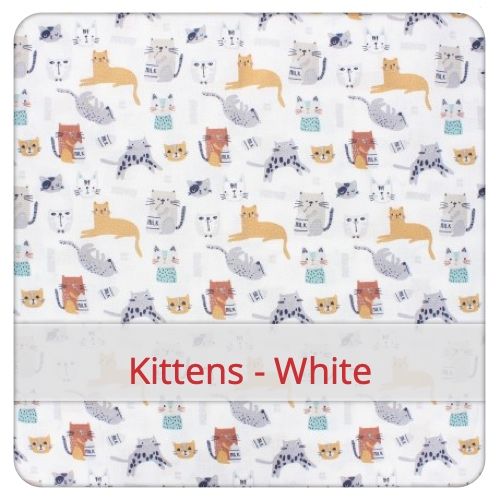 Fabric swatch image for pattern: Kittens - White