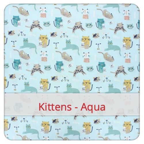 Fabric swatch image for pattern: Kittens - Aqua