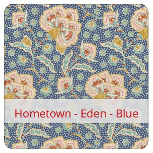 Cotton Fabric - Hometown - Eden - Blue Fabric swatch image for pattern: Hometown - Eden - Blue