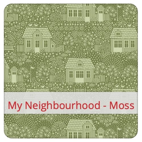 Cotton Fabric - My Neighbourhood - Moss Fabric swatch image for pattern: My Neighbourhood - Moss