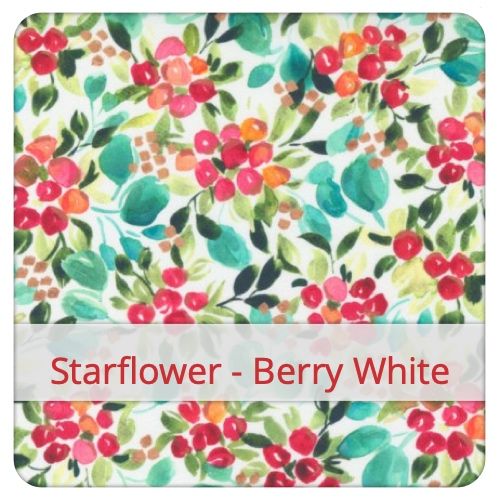 Fabric swatch image for pattern: Starflower - Berry White
