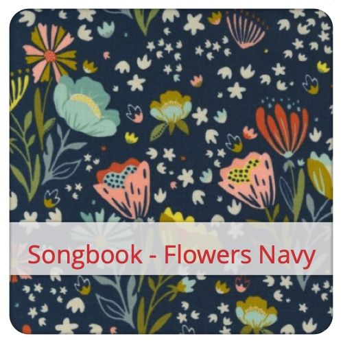 Fabric swatch image for pattern: Songbook - Flowers Navy