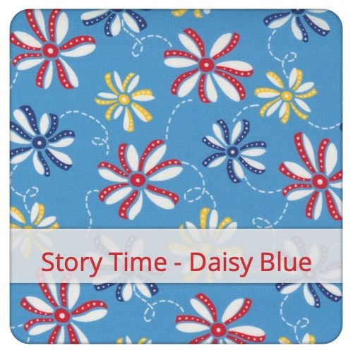 Fabric swatch image for pattern: Story Time - Daisy Blue