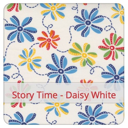 Fabric swatch image for pattern: Story Time - Daisy White
