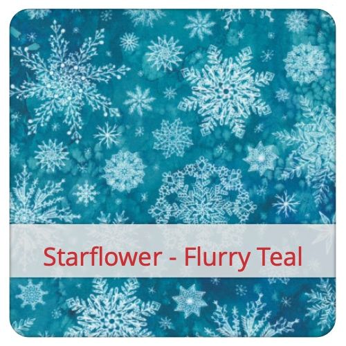 Fabric swatch image for pattern: Starflower - Flurry Teal