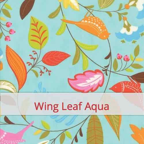 Cotton Fabric - Wing Leaf Aqua Fabric swatch image for pattern: Wing Leaf Aqua