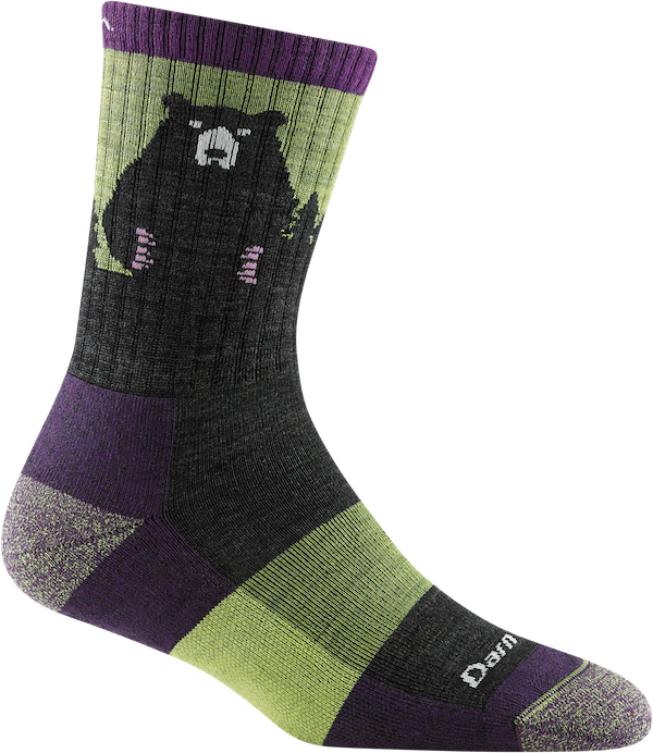 Darn Tough - Hiker: Womens Micro Crew - Lime Bear Town - L Darn Tough - Hiker: Womens Micro Crew - Lime Bear Town - L