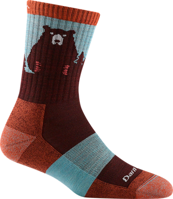 Darn Tough - Hiker: Womens Micro Crew - Burgundy Bear Town - L Darn Tough - Hiker: Womens Micro Crew - Burgundy Bear Town - L