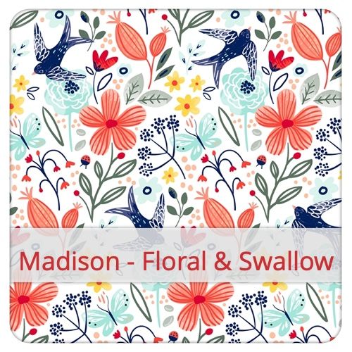 Cotton Fabric - Madison - Floral & Swallow