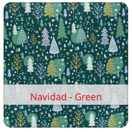 Katoenen Stof - Navidad - Green