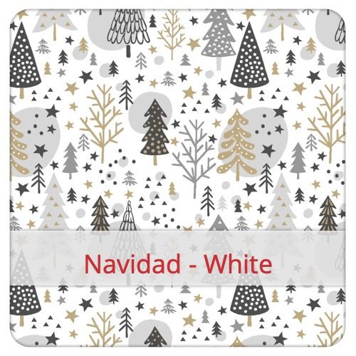 Katoenen Stof - Navidad - White