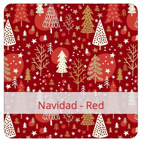 Katoenen Stof - Navidad - Red