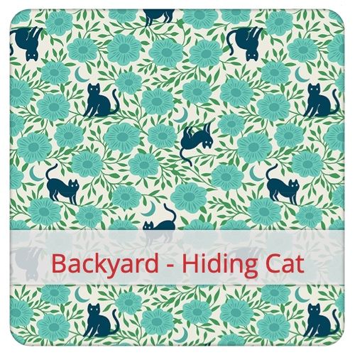 Katoenen Stof - Backyard - Hiding Cat