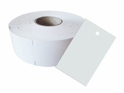 1.000 Kartonetiketten auf Rolle 30x45 mm
