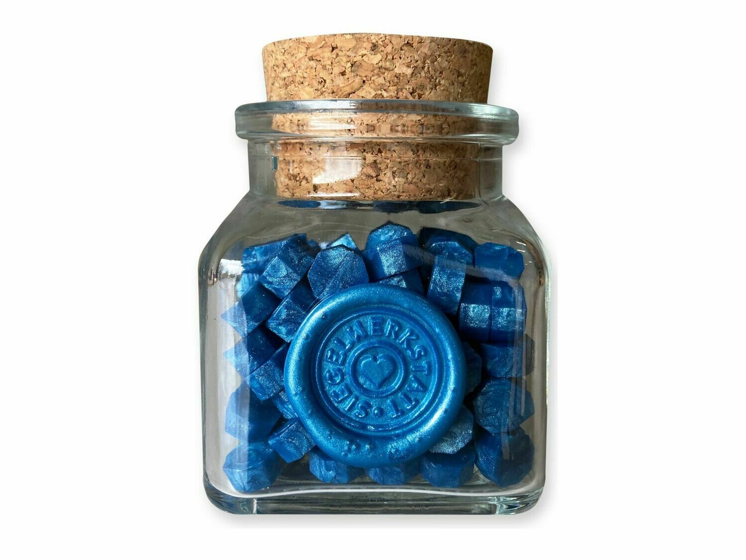 Siegelwachs in Perlen "Octagon" in Flaschen - Blau und Grün