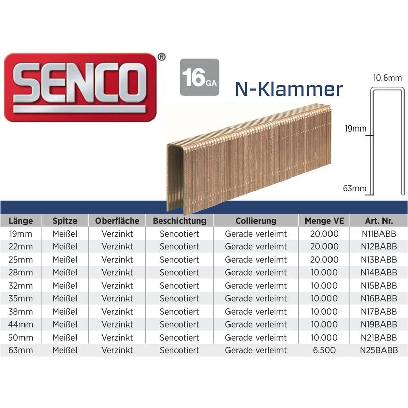 Klammer Senco N17BABB verzinkt