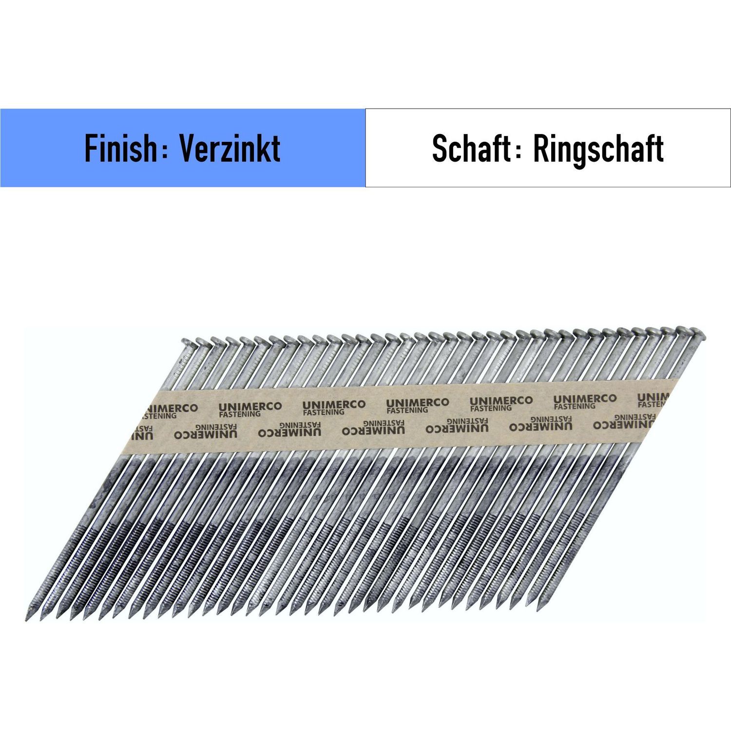 34° Anker-Streifennägel 4,0 x 60 mm, papiergebunden, verzinkt 12 my