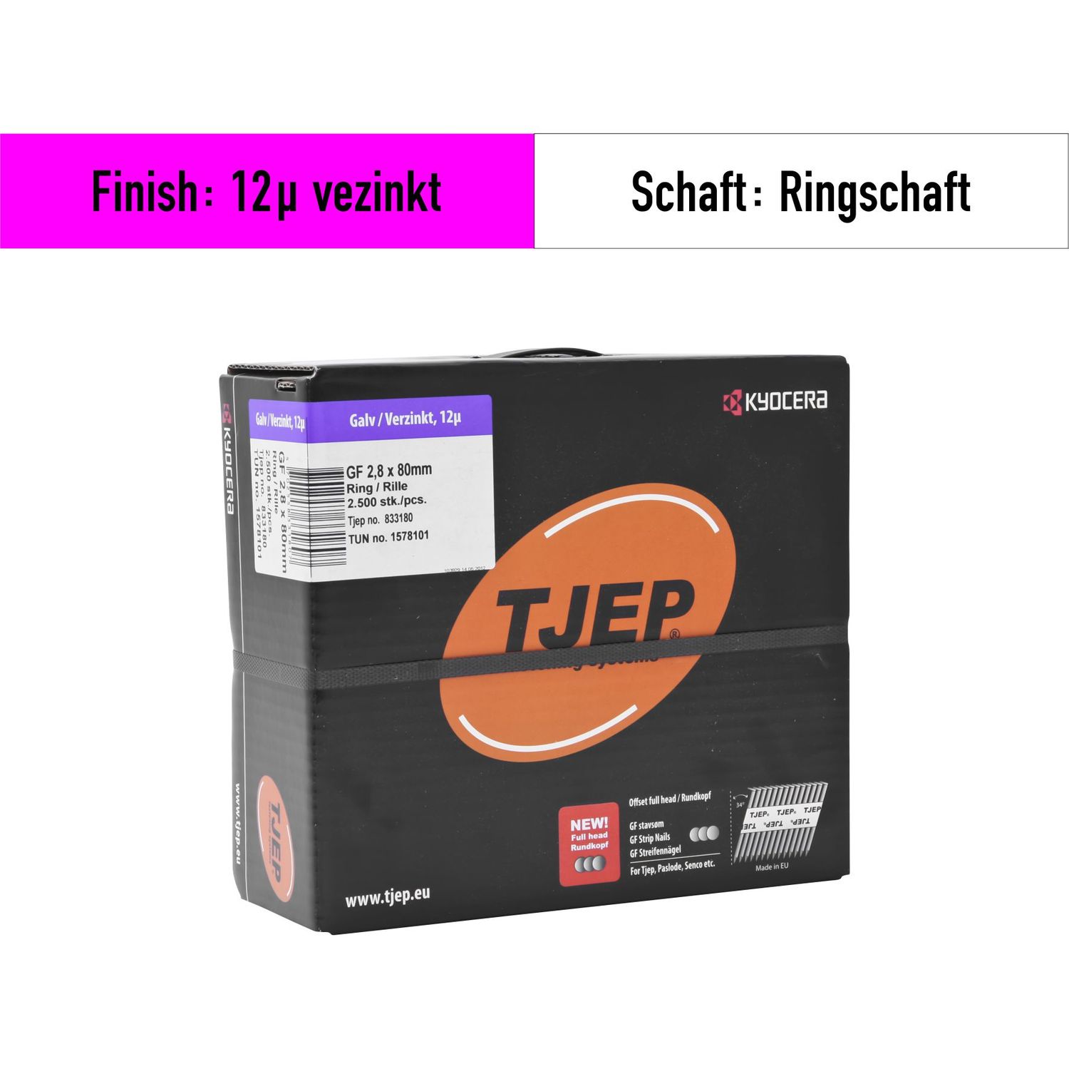 Streifennagel Tjep GF 28/80 12µ verzinkt - 2.500 Nägel