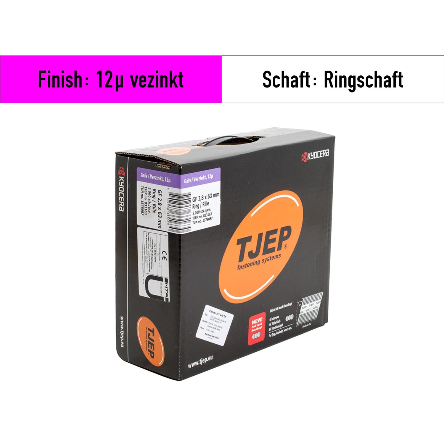 Streifennagel Tjep GF 28/63 12µ verzinkt - 3.00 Nägel