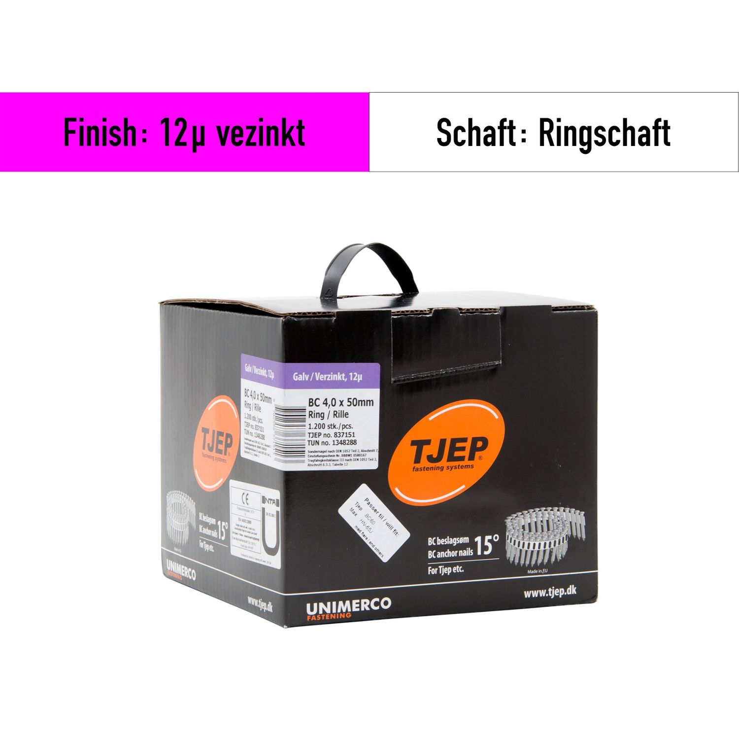 Ankernägel Tjep BC-40 50 mm Länge - 1.200 Nägel