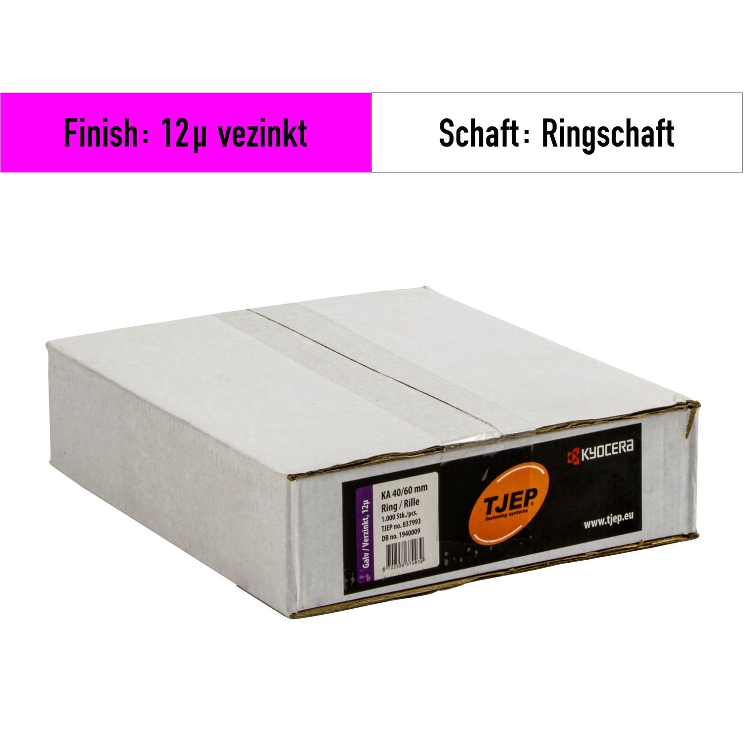 Ankernägel Tjep KA 40-60 mm Länge - 12µ verzinkt - 1.000 Nägel