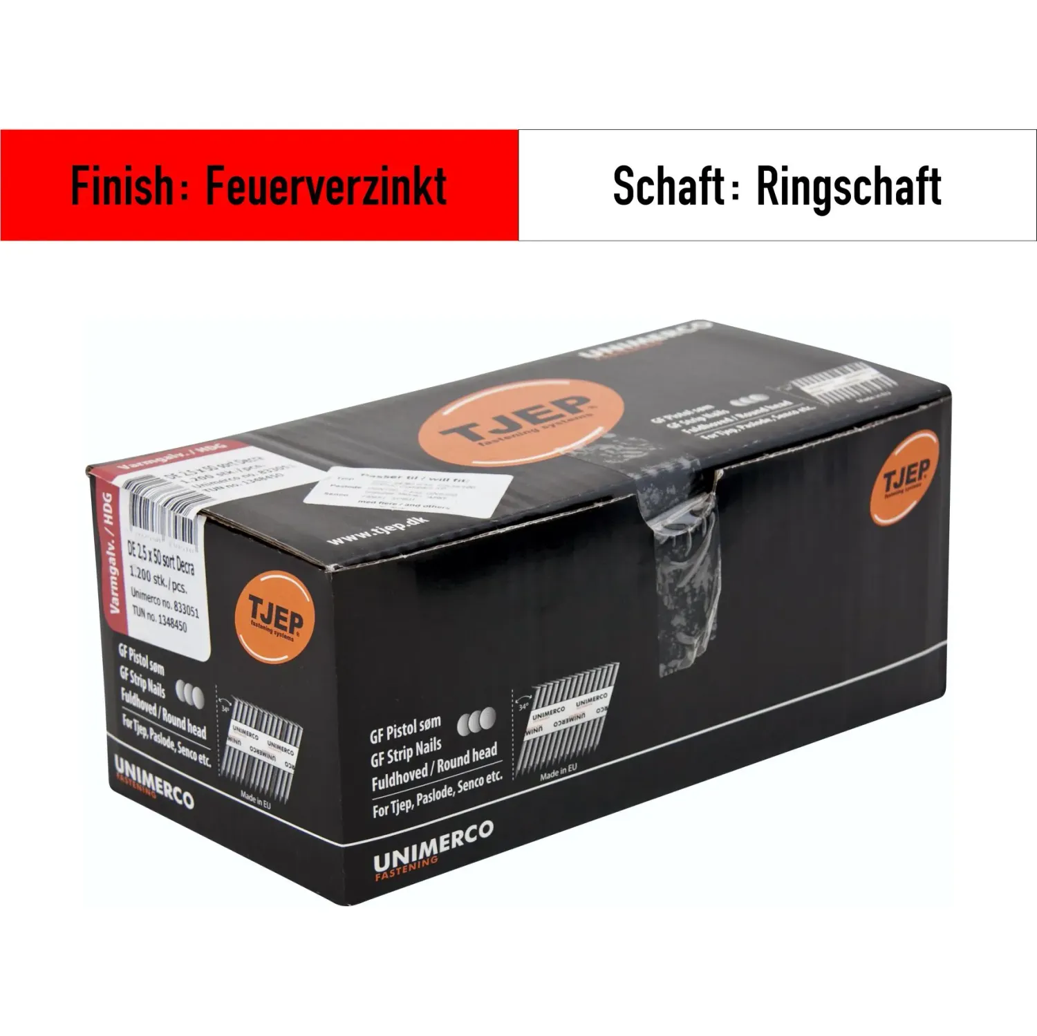 Streifennagel Tjep GF 28/50 feuerverzinkt Decra - 1.200 Nägel