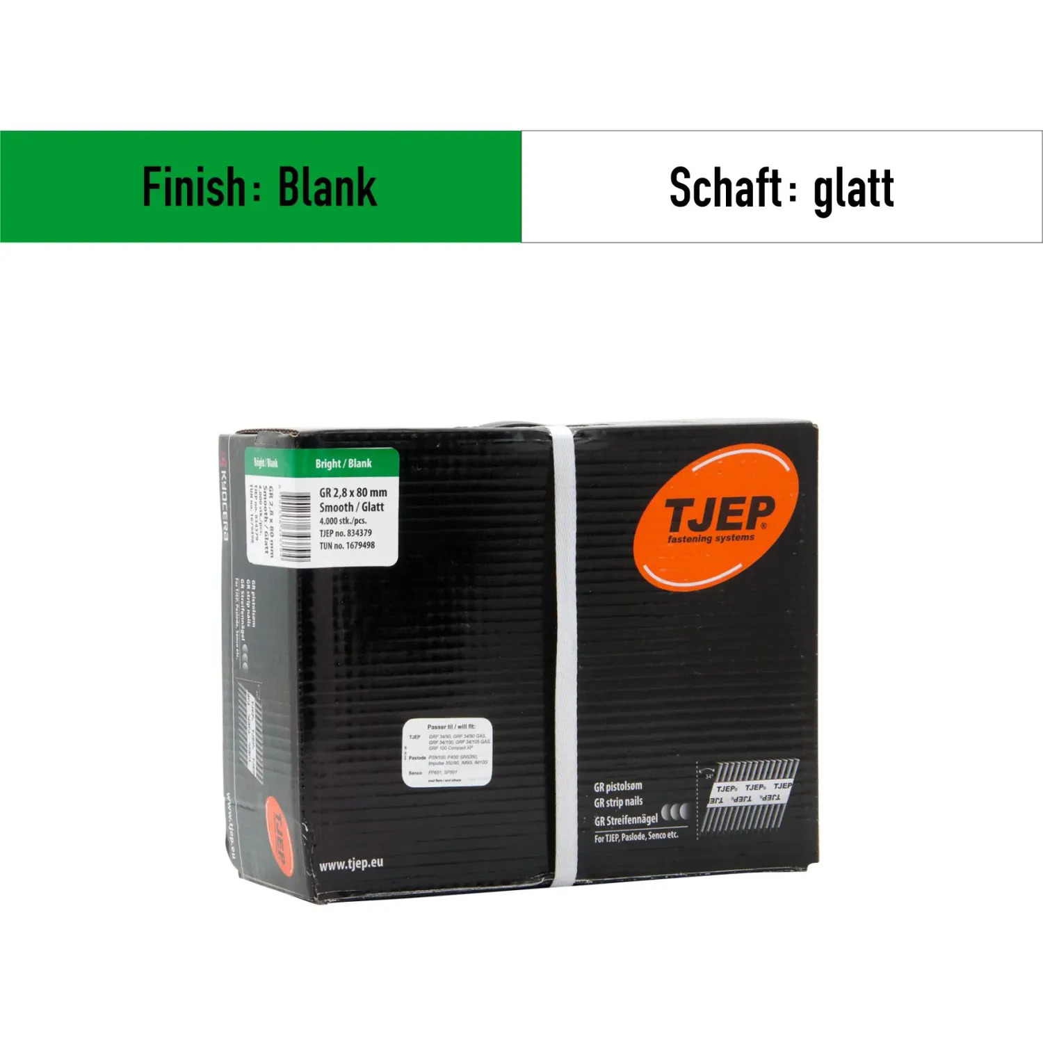 Streifennagel Tjep GR 28/80 blank - glatt - 4.000 Nägel