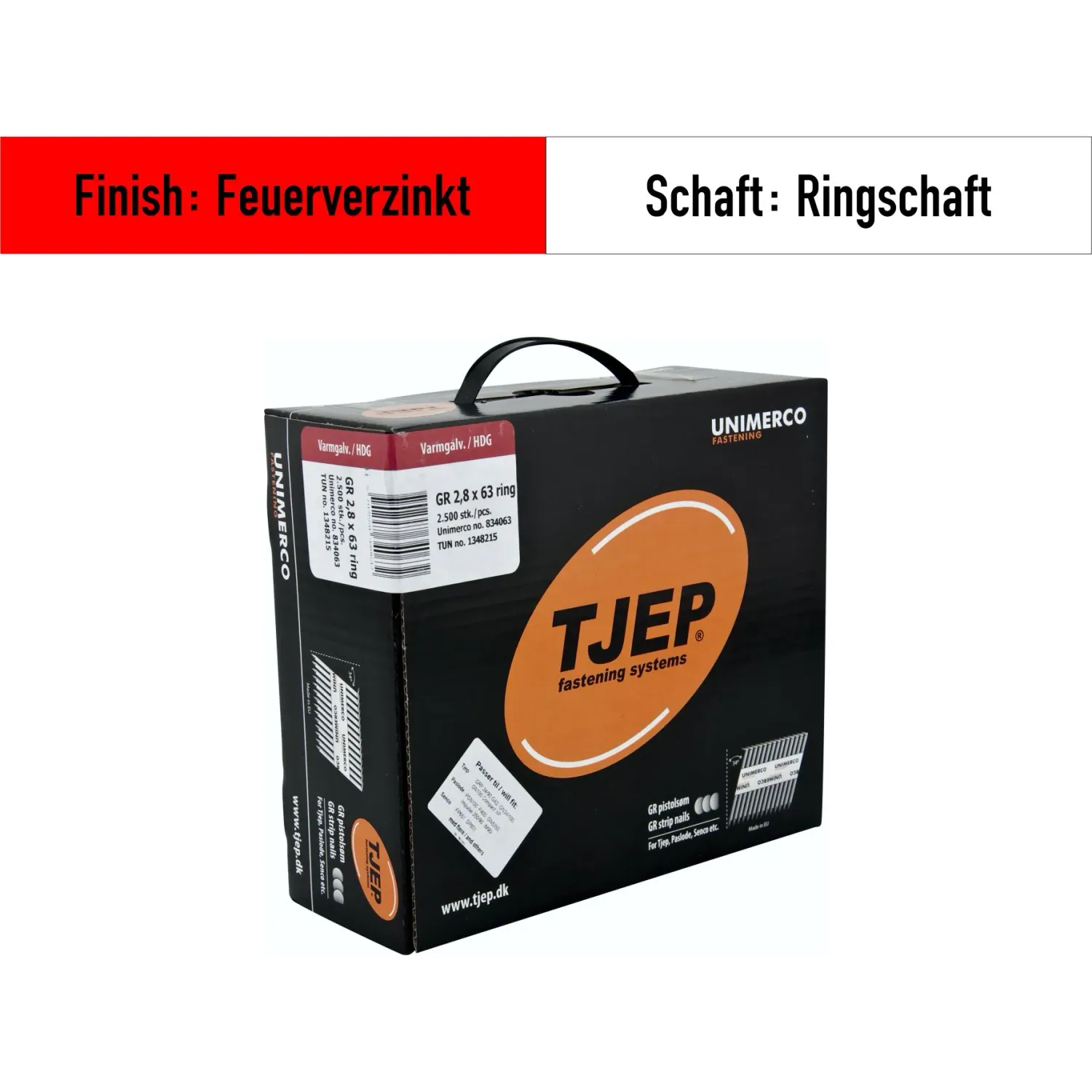 Streifennagel Tjep GR 28/63 feuerverzinkt - Jumbo - 4.600 Nägel
