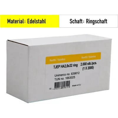 Haftennägel Tjep HA 2.8x32 mm Länge Edelstahl A2 - 2.000 Nägel