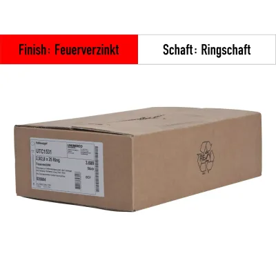 Haftennägel Tjep PC 2.5x25 mm Länge feuerverzinkt - 3.600 Nägel