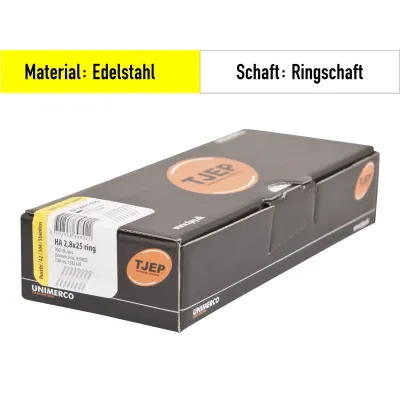 Haftennägel Tjep HA 2.8x25 mm Länge Edelstahl A2 - 900 Nägel
