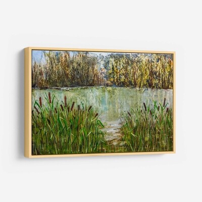 Cattails on Weir Farm Pond - Original Oil