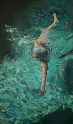 Pool Swimmer | Original Oil Painting