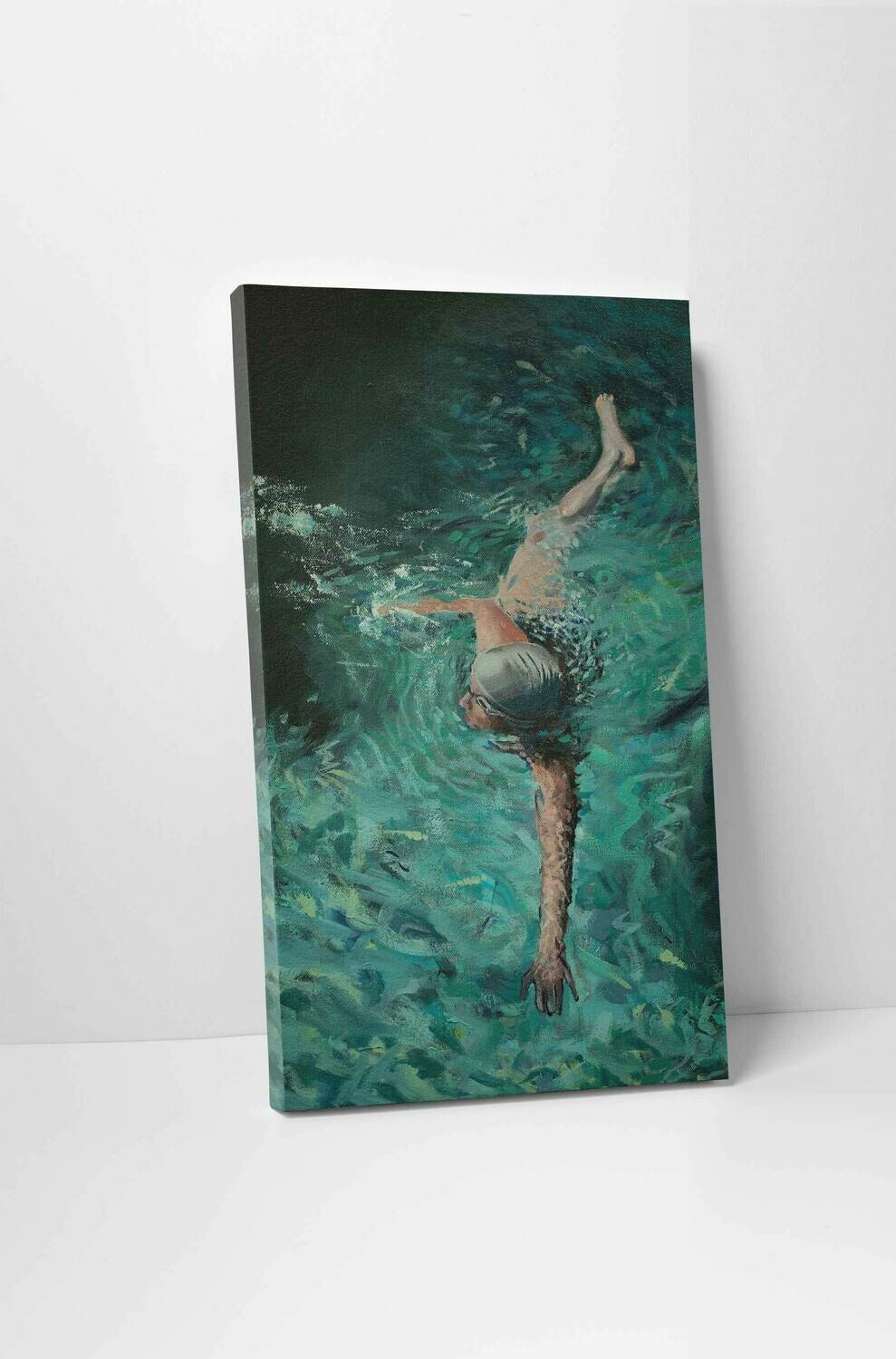 Pool Swimmer | Original Oil Painting, Want it framed?: Unframed (supply your own)