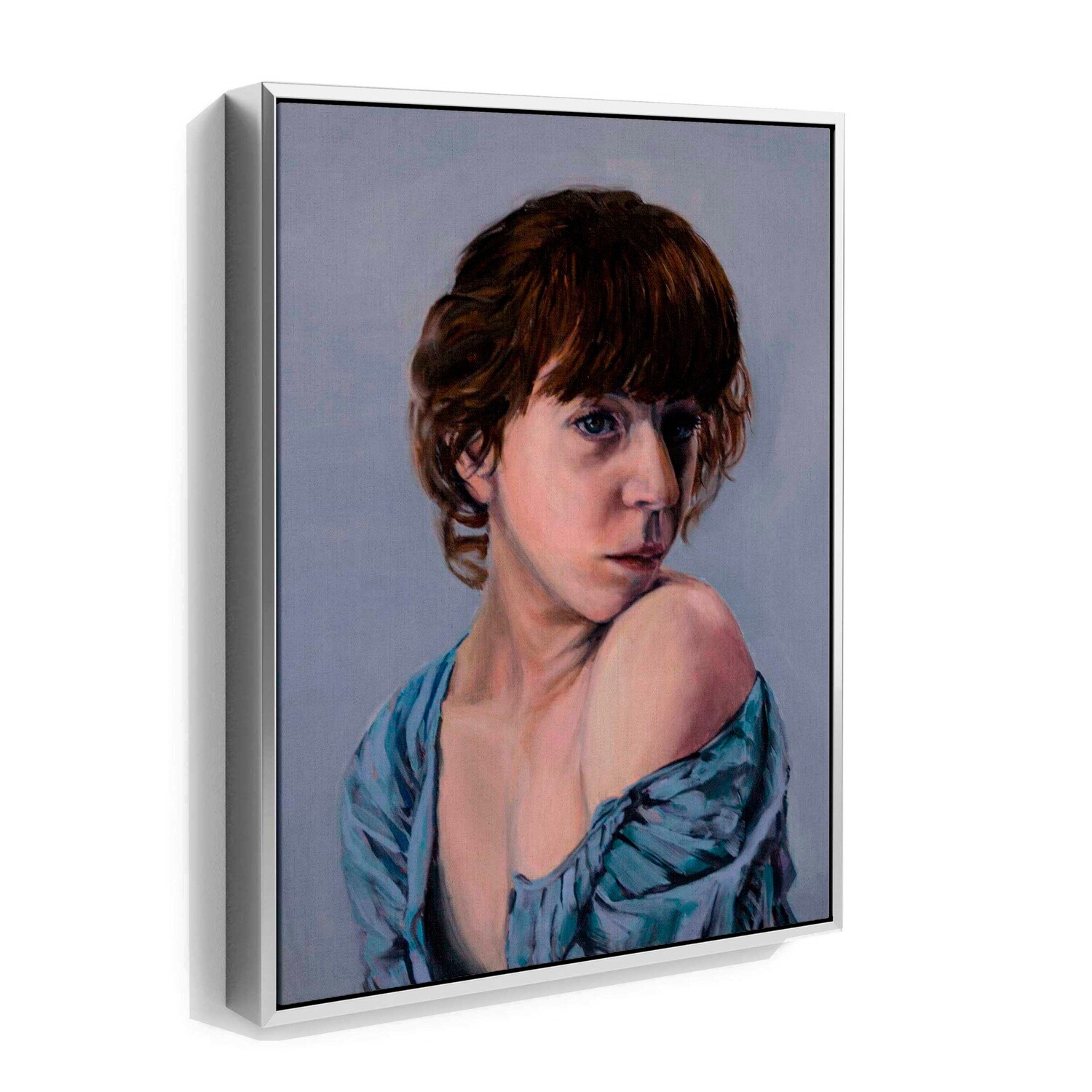 Liv Sage Portrait | Original Oil Painting, Want it framed?: German Silver Metal Floater Picture Frame