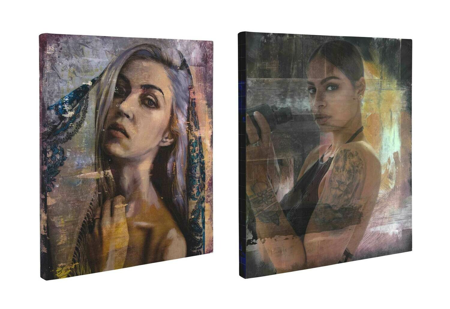 Dasha &amp; Desirée | Mixed Media Original (Diptych), Buy One or Both: Dasha &amp; Desirée