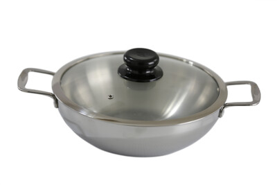 Tri-Ply Stainless Steel Wok With Glass Cover