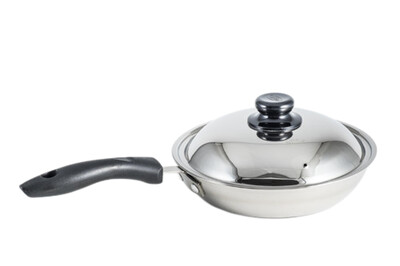 9.45 inch Stainless Steel Frying Pan with Cover and stay cool bakelite handle