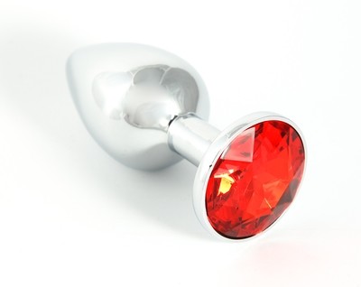Metallplug klein mit rotem Kristall