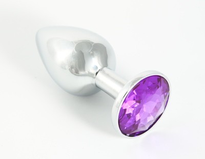 Metallplug klein mit violettem Kristall