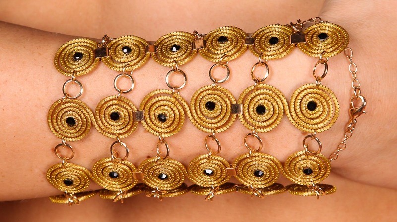 Goldgras Wirbel-Armband