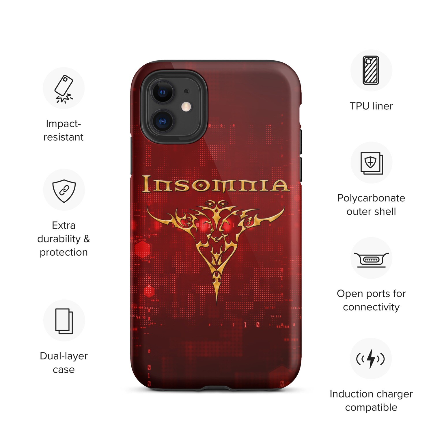 INSOMNIA Hardcase iPhone Handyhülle Red&Gold