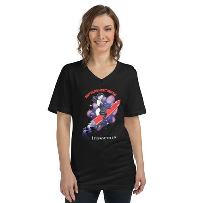 Kurzärmeliges Unisex-T-Shirt mit V-Ausschnitt Rakete