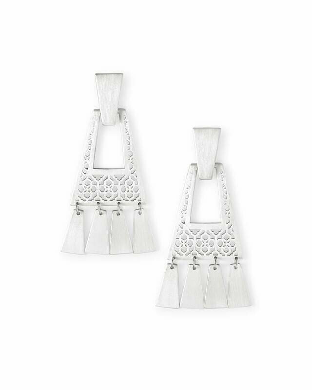 Kendra Scott Kase Bright Silver Fringe Earrings in Bright Silver Filigree