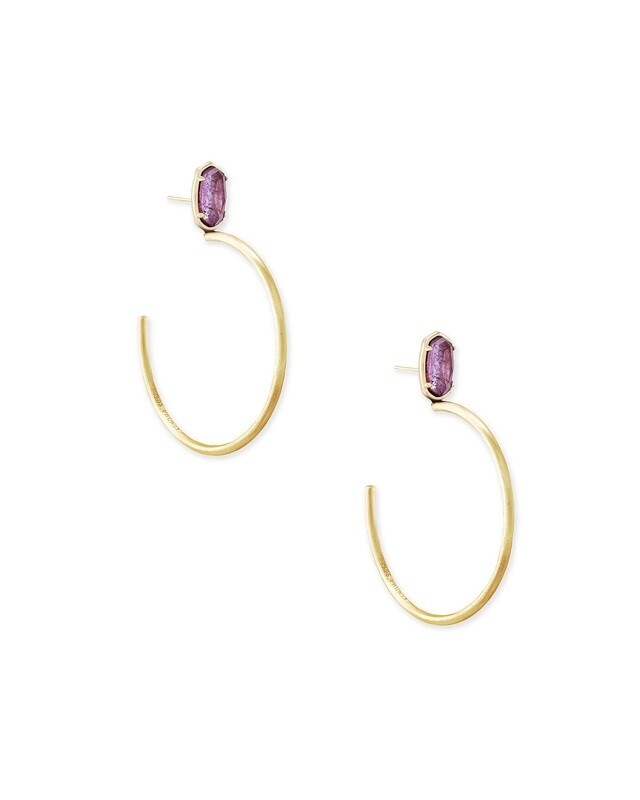 Kendra Scott Small Pepper Hoops Gold Purple Mica